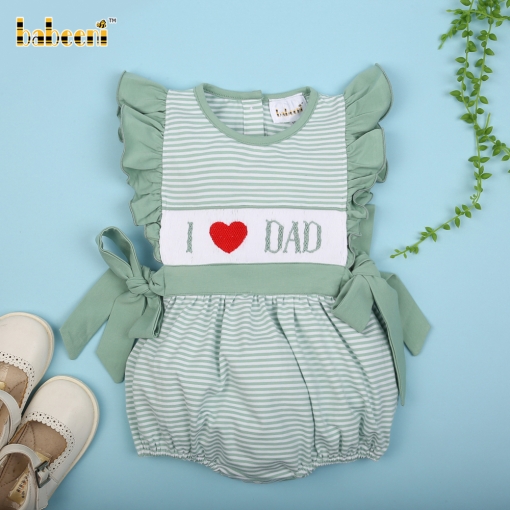 I love Dad hand smocked girl bubble – BB3047A